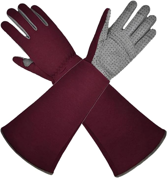 Photo of brown MEPEREZ 3 in 1 gardening gloves. 